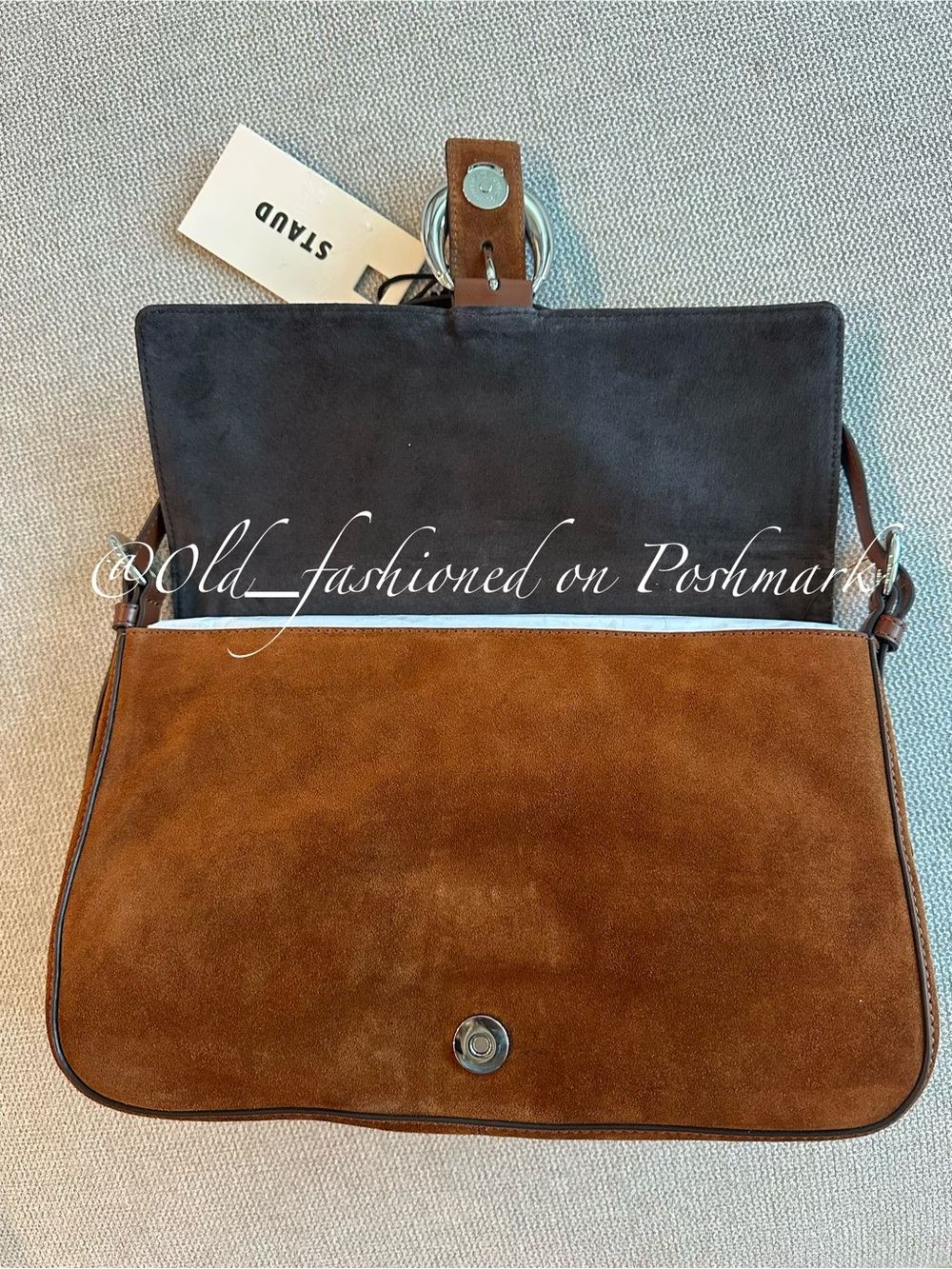 STAUD Medium Harlow Suede Shoulder Bag - Tabac - Picture 11 of 12